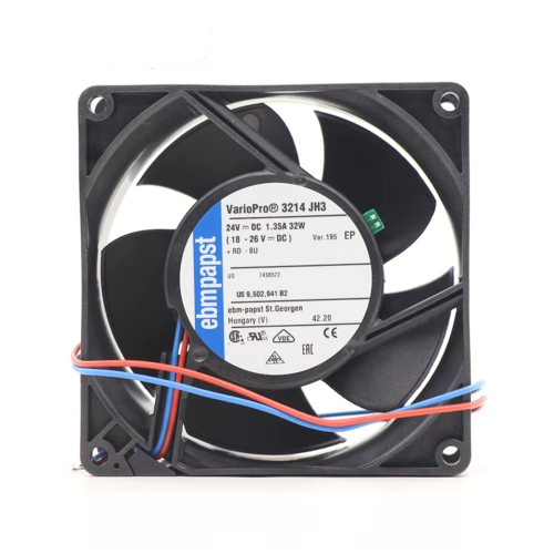 EBM-PAPST 3214JH3-195 Axial Flow Fan, 24 VDC, 92 mm