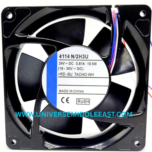 EBM-PAPST 4114N/2H3U Axial Fan, 24 VDC, 6000 RPM
